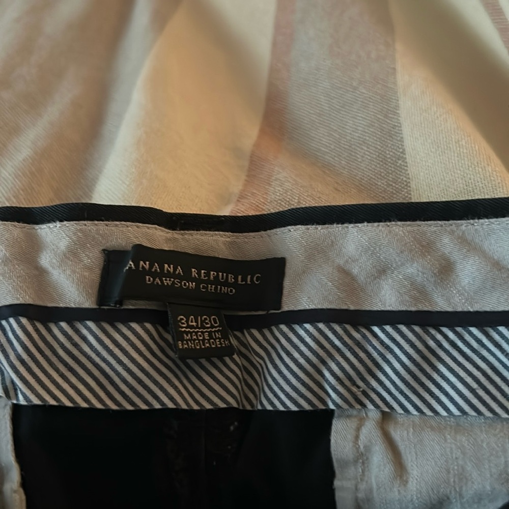 Banana Republic black men’s chinos.  Size 34/30